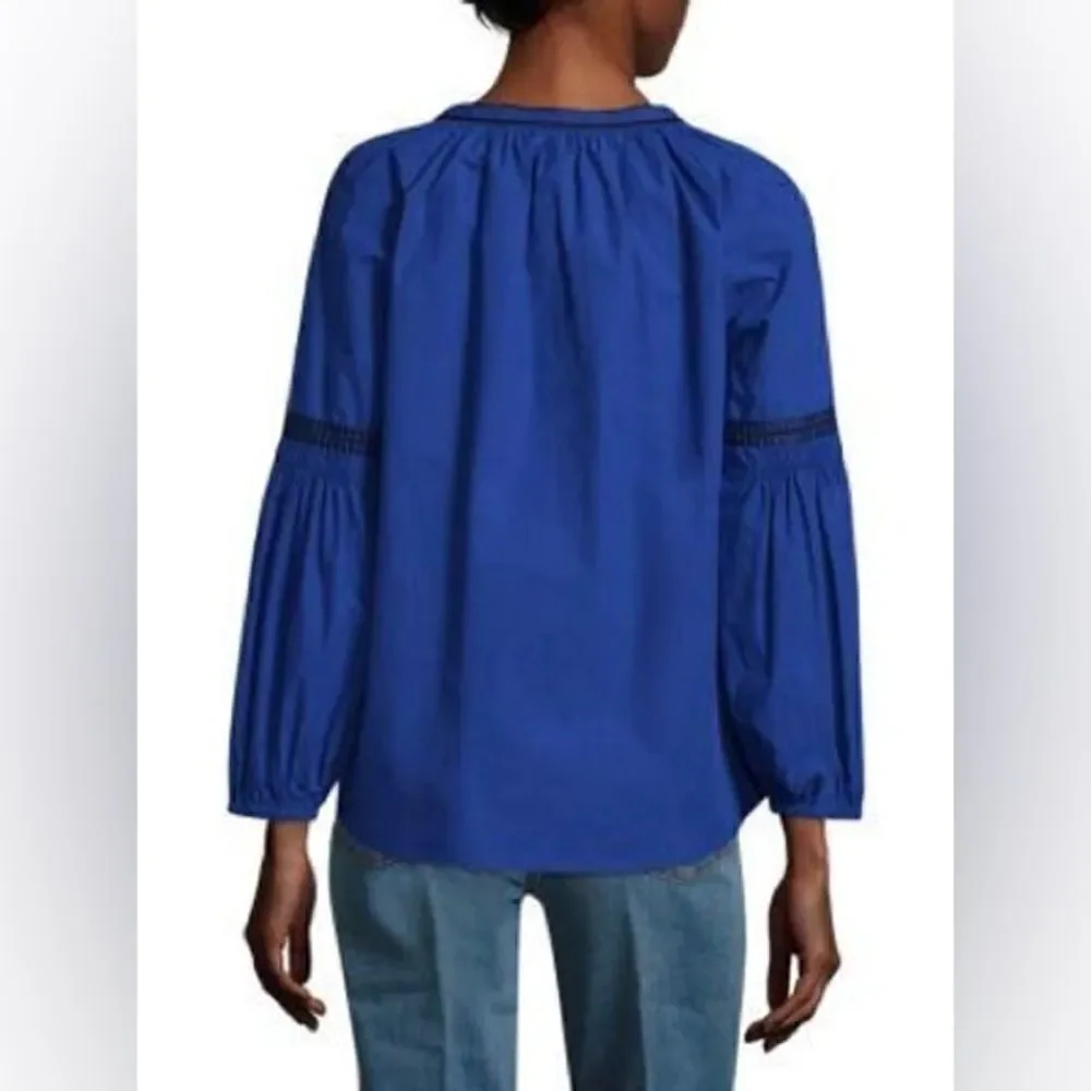 Tory Burch Top Aubrey Tunic Blue Dahlia Size 4